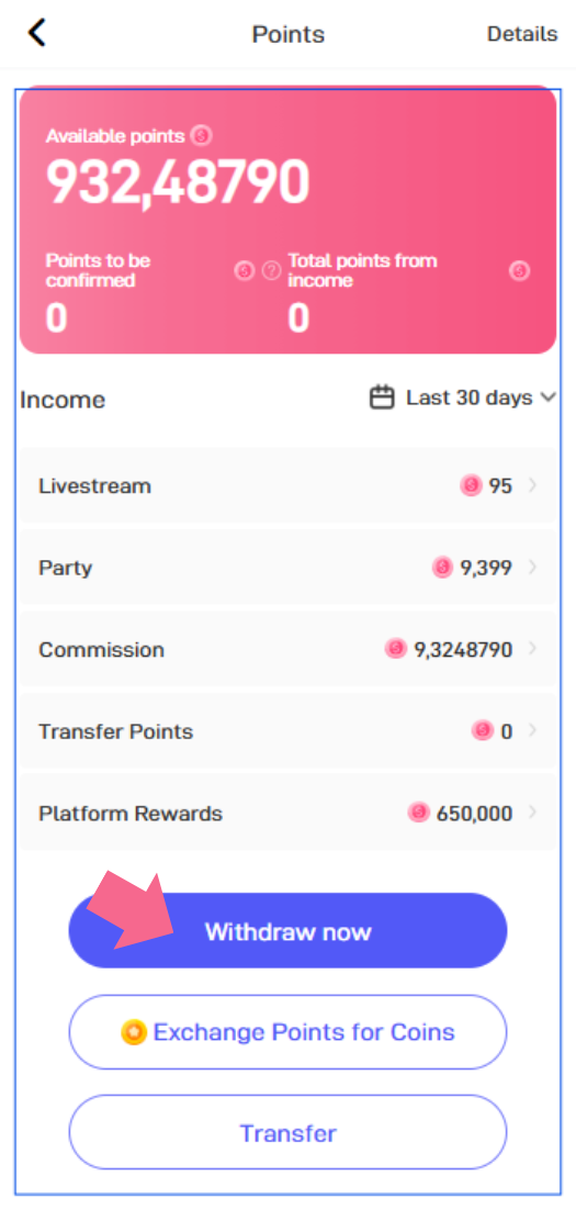 Click on Withdraw Now button to start the process.