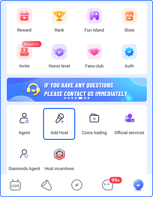Add host in Vone agency